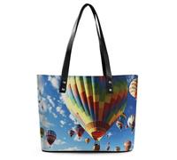 Borsa da donna in pelle, borsa a tracolla in pelle da donna con stampa a mongolfiera colorata, borsa a tracolla in pelle borsa in pelle chic, borsa da donna in pelle, 29*34*14 cm, borsa da donna in