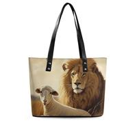 Borsa da donna in pelle, borsa a tracolla in pelle da donna con stampa di pecora leone borsa a tracolla in pelle borsa in pelle borse chic in pelle, borsa da donna in pelle, 29*34*14 cm