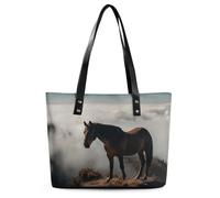 Borsa da donna in pelle, Cavallo sulla montagna Stampa Tote Bag in pelle da donna Borsa a tracolla in pelle Borsa a tracolla in pelle Borse in pelle Borse in pelle Borse in pelle, Borsa da donna in