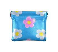 Borsa da donna in pelle impermeabile con chiusura a scatto con fiori blu glitterati, fiori artificiali blu glitterati, 1 size, stampa artistica, Fiori Blu Artificiali Con Paillettes, 1 size, Stampa