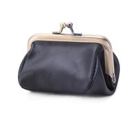 Borsa da donna in pelle in stile vintage con bocca dorata: elegante borsa semplice portatile, mini borsa decorativa di fascia alta, nero, Stile retrò