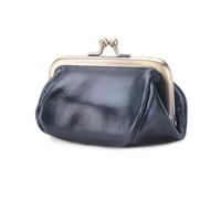 Borsa da donna in pelle in stile vintage con bocca dorata: elegante borsa semplice portatile, mini borsa decorativa di fascia alta, Blu scuro, Stile retrò