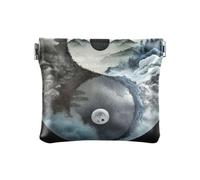 Borsa da donna in pelle nera e bianca Tai Chi piccola borsa portamonete unico gioielli organizzatore per le donne, Tai Chi bianco e nero, 1 size