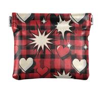 Borsa da donna in pelle PU, borsa per soldi da pizzicare per aprire | Portatile, si chiude in modo sicuro, formato tascabile, chiavi, spille da balia e cuori lavorati a maglia