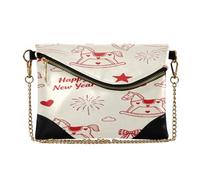 Borsa da donna in pelle PU Clutch Zipper Foldover Coin Purse Wallet Bag per il partito Cartoon Carosello rosso Carousel Felice Anno Nuovo carteras para mujer elegantes de marca