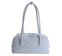 Borsa da donna in pelle PU con grande capacità quadrata borsa a tracolla dolce a pois bowling borsa da viaggio, Blu