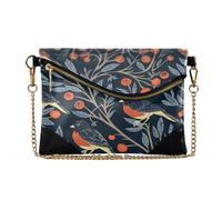 Borsa da donna in pelle PU Pochette da sera alla moda per Lady William Morris Design Bird Blu scuro sobre de mano para mujer