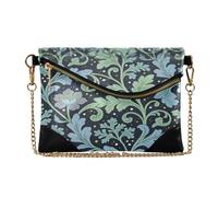 Borsa da donna in pelle PU pochette elegante borse da sera per viaggi foglia alghe fiore blu William Morris sobre de mano para mujer elegante