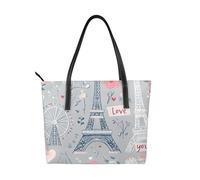 Borsa da donna in pelle vegana con Torre Eiffel di Parigi, borsa tote romantica con manico superiore, grande borsa a tracolla per tutti i giorni, lavoro e viaggi
