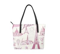 Borsa da donna in pelle vegana retrò Parigi con Torre Eiffel, con manico superiore, borsa a tracolla grande per tutti i giorni, lavoro e viaggi