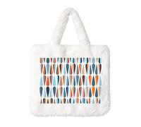 Borsa da donna in peluche a forma di goccia, stile moderno, di metà secolo, grande, portamonete, portafoglio e accessorio in velcro, regalo perfetto per le donne, bianco, Taglia unica