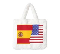 Borsa da donna in peluche con bandiera della Spagna americana, perfetta per chiavi, rossetto e altro ancora, regalo ideale per Natale, San Valentino, bianco, taglia unica