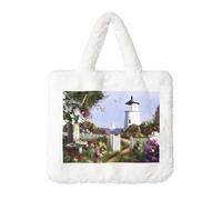 Borsa da donna in peluche con immagine di faro, perfetta per chiavi, rossetto e altro ancora, regalo ideale per Natale, San Valentino