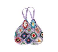 Borsa da donna in stile etnico, realizzata a mano, realizzata a mano, con robusta tracolla industriale, ideale per l'uso quotidiano, Lilla, 33*1*27
