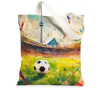 Borsa da donna in tela da calcio, con coriandoli da stadio, colore verde, lavabile, riutilizzabile, piccola borsa tote per lo shopping, Verde, 13x15 Inch