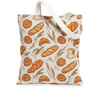 Borsa da donna in tela per pane, rustica, accogliente, con cornetto di grano, autunnale, beige, lavabile, riutilizzabile, estetica, idea per uscire, Beige, 13x15 Inch
