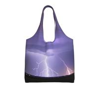 Borsa da donna in tela stampata con tempesta di fulmini borsa a tracolla leggera borsa per la spesa