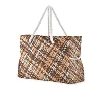 Borsa da donna in tessuto marrone resistente alla sabbia con tasche laterali, borsa da viaggio, borsa da spiaggia, sport con portabicchieri laterali