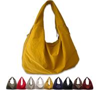 Borsa da donna in tinta unita testurizzata drappeggiata minimalista versatile grande capacità borsa a tracolla Hobo Bag Travel Sport, Giallo, one