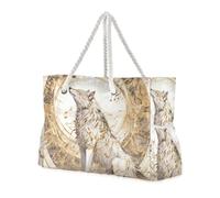 Borsa da donna meccanica stile cyber lupo note musicali oro a prova di sabbia borse con tasche laterali borse per viaggiare perfette per viaggi, piscina, nuoto, spiaggia, vacanze necessità