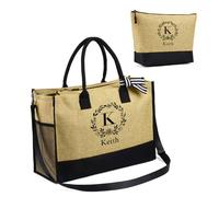 Borsa da Donna Personalizzata con Nome Borsa da Spiaggia Grande Borse Tote Borsa Shopping con Cerniera Regalo per Signore Natale Compleanno Festa della Mamma Matrimonio (B)