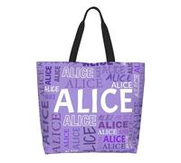 Borsa da Donna Personalizzata con nome, Personalizzata Riutilizzabile Shopping Panno Borsa di Lavoro casual, Borsa Tote Bag Iniziale, Regalo per Le Donne, mama, migliori amici, damigelle d'onore