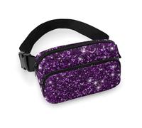 Borsa da donna piccola con stampa completa, portatile, decorativo per abiti alla moda con tracolla regolabile compatibile con un bellissimo motivo a scintillii glitter viola scuro