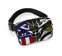 Borsa da donna piccola, portatile, decorativo alla moda con tracolla regolabile, esca da pesca per la caccia al black bass, mimetica, bandiera americana, nera