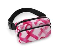 Borsa da donna piccola, portatile, decorativo alla moda con tracolla regolabile, nastri per la sensibilizzazione sul cancro al seno, rosa