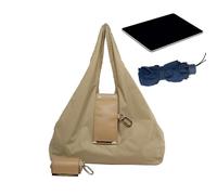 Borsa da donna pieghevole in pelle PU con portachiavi, borsa compatta per la spesa - per donne, studenti, ragazze, viaggi, scuola, ufficio, lavoro, shopping, pic-nic, cachi, descrizione