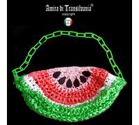 borsa da donna pochette fashion media maniglia fatta mano pop art anguria raffia