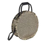 Borsa da donna rotonda con nappe estive in paglia, borsa a tracolla fatta a mano, borsa a tracolla in tessuto bohémien femminile, B Borsa a mano, Taglia unica