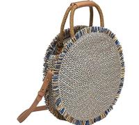 Borsa da donna rotonda con nappe estive in paglia, borsa a tracolla fatta a mano, borsa a tracolla in tessuto bohémien femminile, Una borsa, Taglia unica