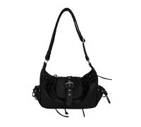 Borsa da donna Y2k gotica borsa in pelle PU Boho borse a tracolla grande capacità anni '90 punk ascellare borsa con coulisse per lavoro viaggi pendolari, Nero , Medium