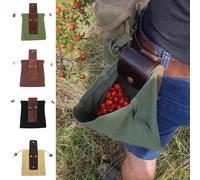 Borsa da foraggio in PU per esterni, borsa per raccolta di frutta, borsa a tracolla per attrezzi, borsa a vita con cordoncino, borsa portautensili in tela pieghevole nero,marrone,verde,CachiBlocchi di