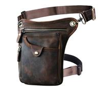 Borsa da gamba Borsa a tracolla da viaggio in pelle spessa uomo, design casual caffè, classica, con cintura in vita, borsa gamba da uomo(Color5)