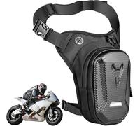 Borsa da gamba per moto, borsa da gamba per uomo e donna, impermeabile, marsupio sportivo, riflettente, cintura regolabile in vita, per corsa, ciclismo, moto, sport, colore nero