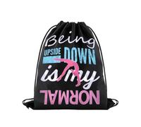 Borsa da ginnastica scintillante con coulisse per donne e ragazze, regalo di compleanno per amici, ginnastica, regali per ragazze e donne, Essere sottosopra è la mia normalità, M, Classico