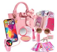 Borsa da gioco per bambine e bambine con accessori per giochi di finzione: telefono giocattolo, portafoglio, carte di credito, chiavi, trucco per giochi di ruolo dai 3 ai 4 ai 5 ai 6 ai 7 agli 8 anni