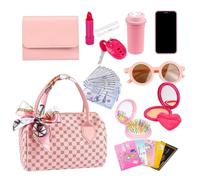 Borsa da gioco per bambine - Set di giocattoli per trucco 20x11x13 cm, kit cosmetico in tessuto di schiuma ABS PU, borsa da gioco con falsi, sciarpa di seta e design per riporre gli oggetti