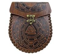 Borsa da imballaggio portatile Medievale Cintura in pelle Borsa Vintage in rilievo Portafoglio Dices Bag Cosplay forniture, Brown Triangle