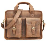Borsa da lavoro da uomo in pelle con tasche multiple da ufficio Messenger Thorne, Marrone chiaro, L: 35 Cm X H: 25.5 Cm X W: 7.5 Cm