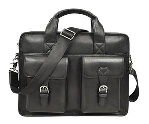 Borsa da lavoro da uomo in pelle con tasche multiple da ufficio Messenger Thorne, Nero , L: 35 Cm X H: 25.5 Cm X W: 7.5 Cm