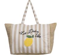 Borsa da Mare in Spugna Calypso Maxi, Design a Strisce, 48x38x19 cm - BAG 164 (Beige)