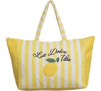 Borsa da Mare in Spugna Calypso Maxi, Design a Strisce, 48x38x19 cm - BAG 164 (Yellow)