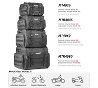 Borsa da moto Rhinowalk 26L/45L/60L/80L Borsa da sella posteriore per coda motore espandibile di grande capacità impermeabile con copertura antipioggia
