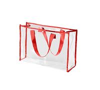 Borsa da nuoto portatile Borsa cosmetica Borsa da bagno trasparente multifunzionale Borsa da spiaggia di grande capacità Borsa da spiaggia Borsa da toelettatura, Rosso, Taglia unica
