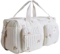 Borsa da Ospedale per Donne, Maternità e Bambino con Design Trapuntato Floreale Orsacchiotto Vintage, Grande Capacità, Borsone da Viaggio per Gravidanza, Travaglio e Fine Settimana