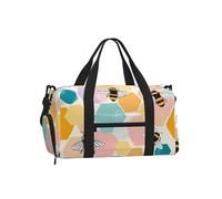 Borsa da palestra a nido d'ape per uomo e donna, borsa da viaggio geometrica colorata con scomparto per scarpe, borsa da viaggio impermeabile per sport durante la notte, danza, yoga, borsone da