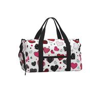 Borsa da palestra a pois a forma di cuore per uomini e donne, borsone da viaggio per San Valentino, weekend, con scomparto per scarpe, impermeabile, per sport, notte, danza, yoga, borsa da portare con